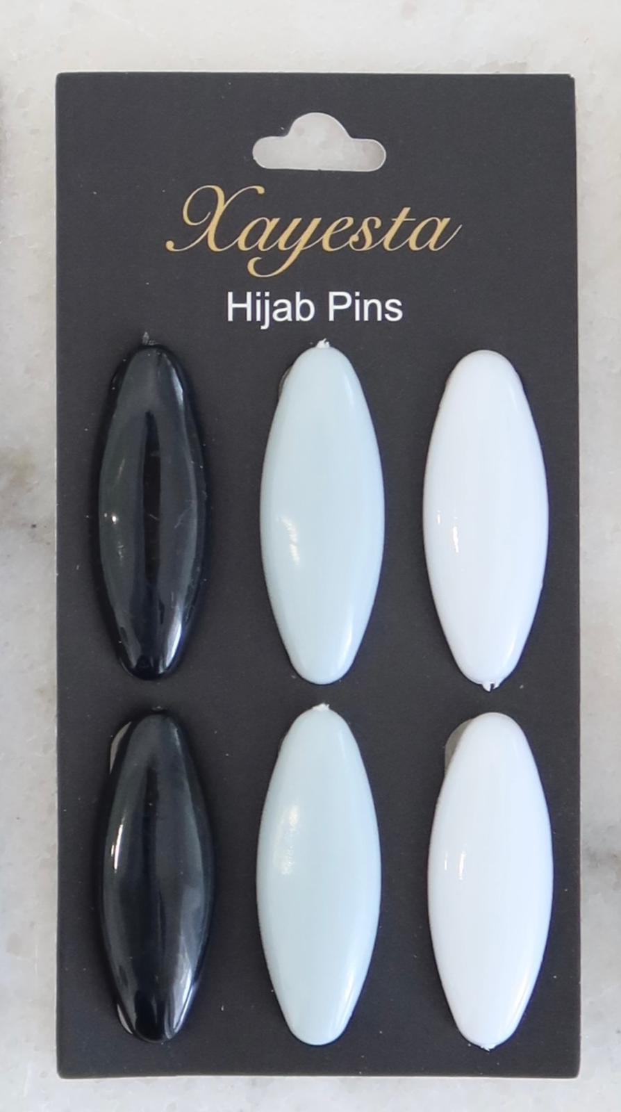 Hijab Black/Grey/White Pins