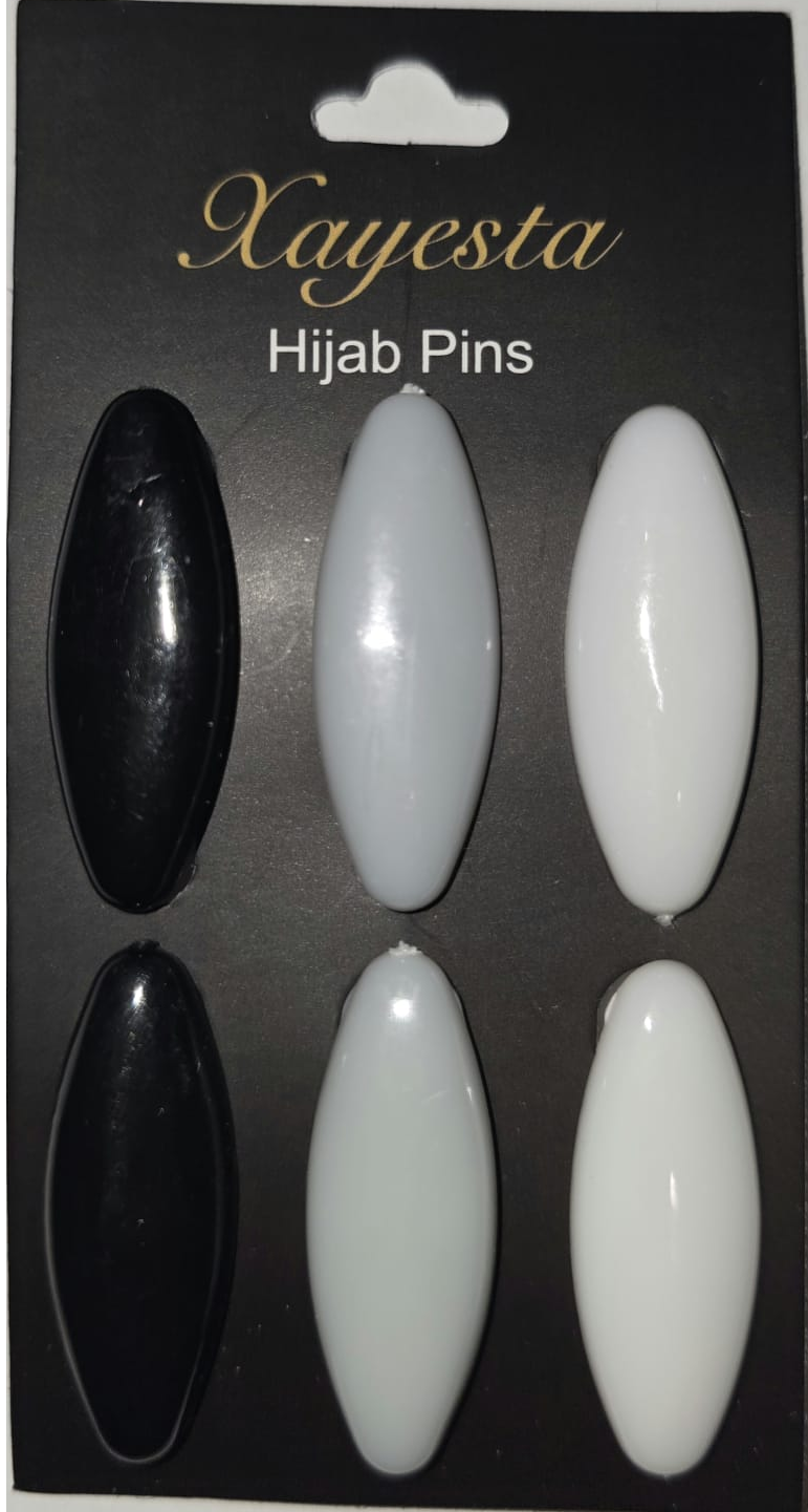 Hijab Black/Grey/White Pins